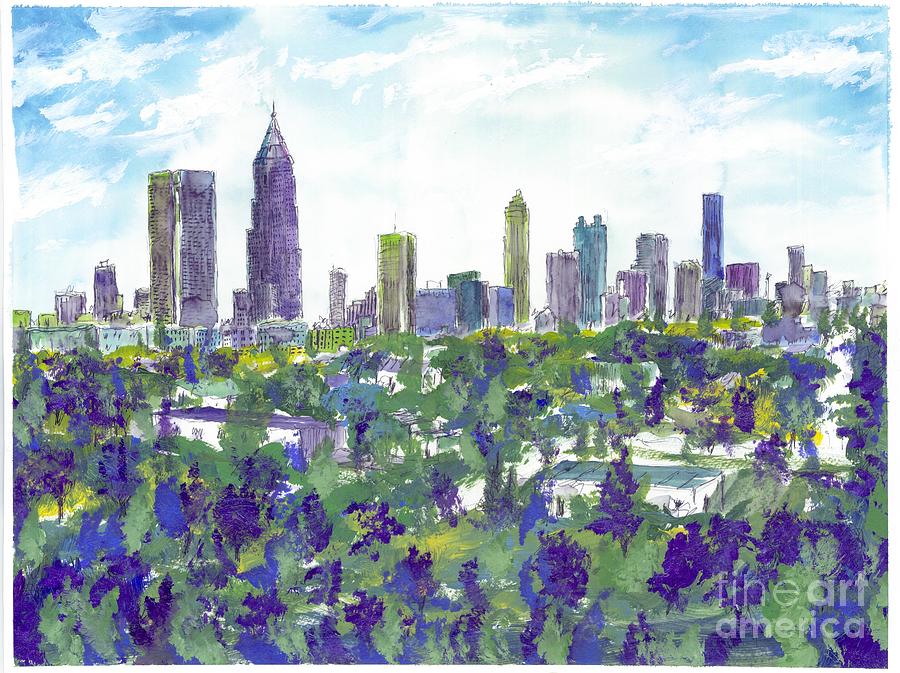 Atlanta In Cool Colors Painting by Patrick Grills