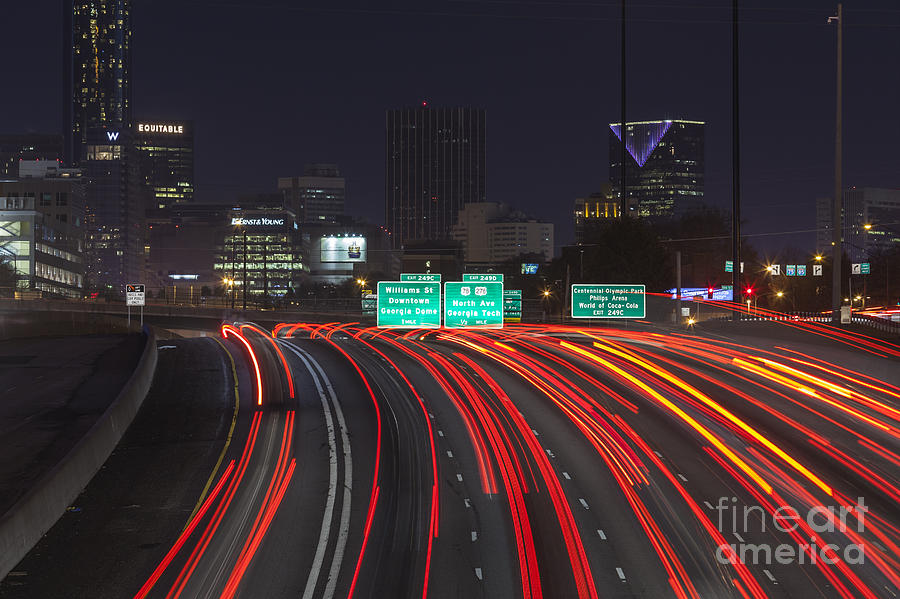 Atlanta Photograph - Atlanta Interstae 85 Night by Trekkerimages Photography