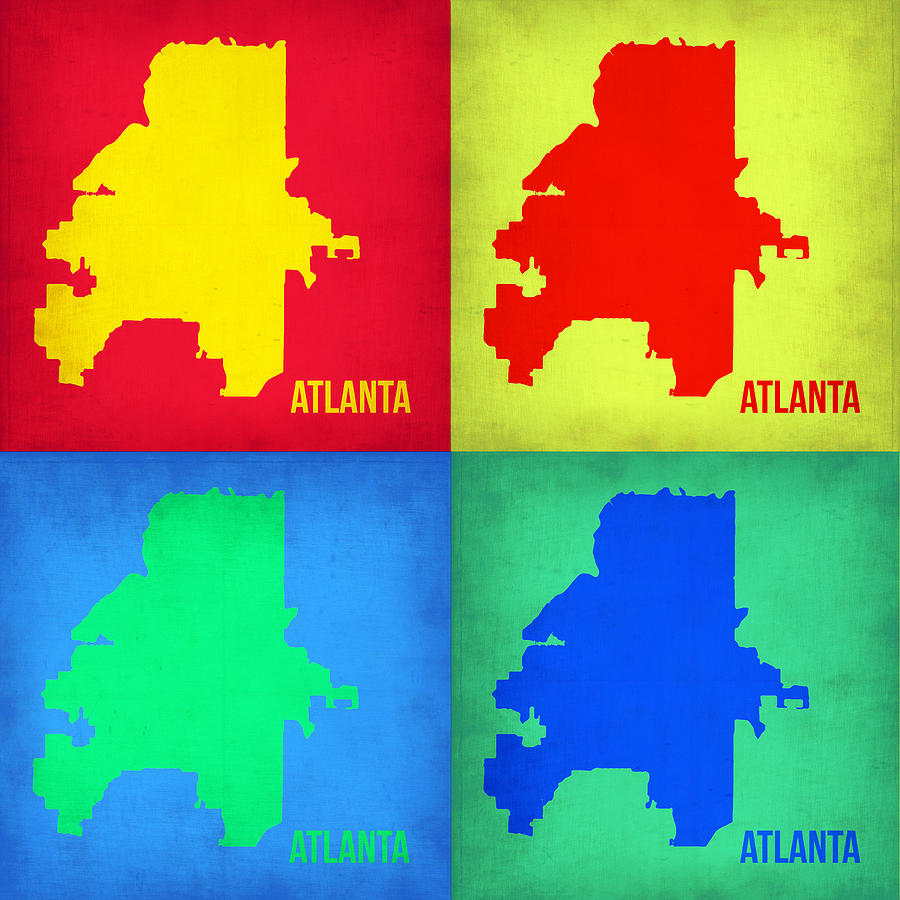 Atlanta Map Painting - Atlanta Pop Art Map 1 by Naxart Studio