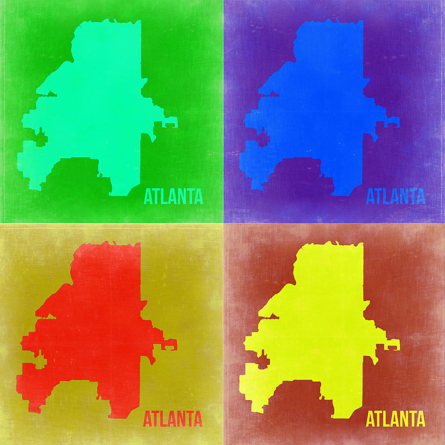 Atlanta Map Painting - Atlanta Pop Art Map 2 by Naxart Studio