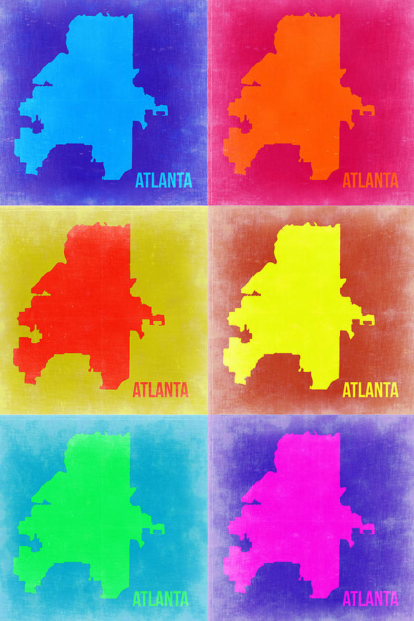 Atlanta Map Painting - Atlanta Pop Art Map 3 by Naxart Studio