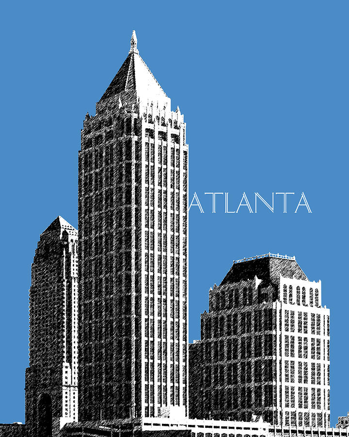 Atlanta Skyline 1 - Slate Blue Digital Art by DB Artist