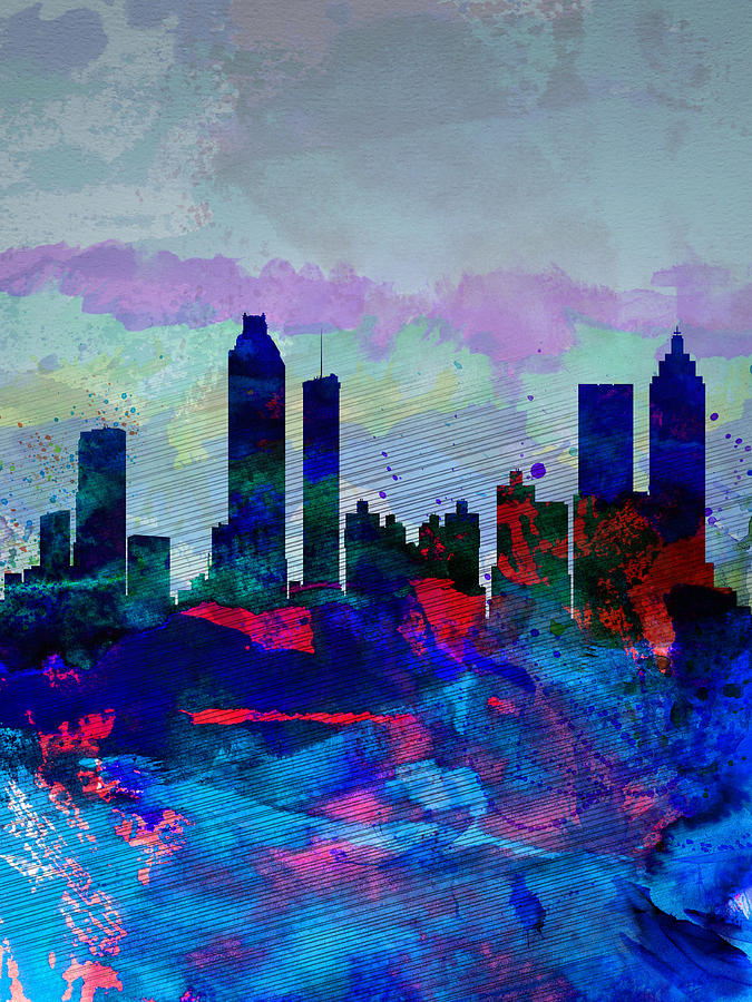 Atlanta Painting - Atlanta Watercolor Skyline by Naxart Studio