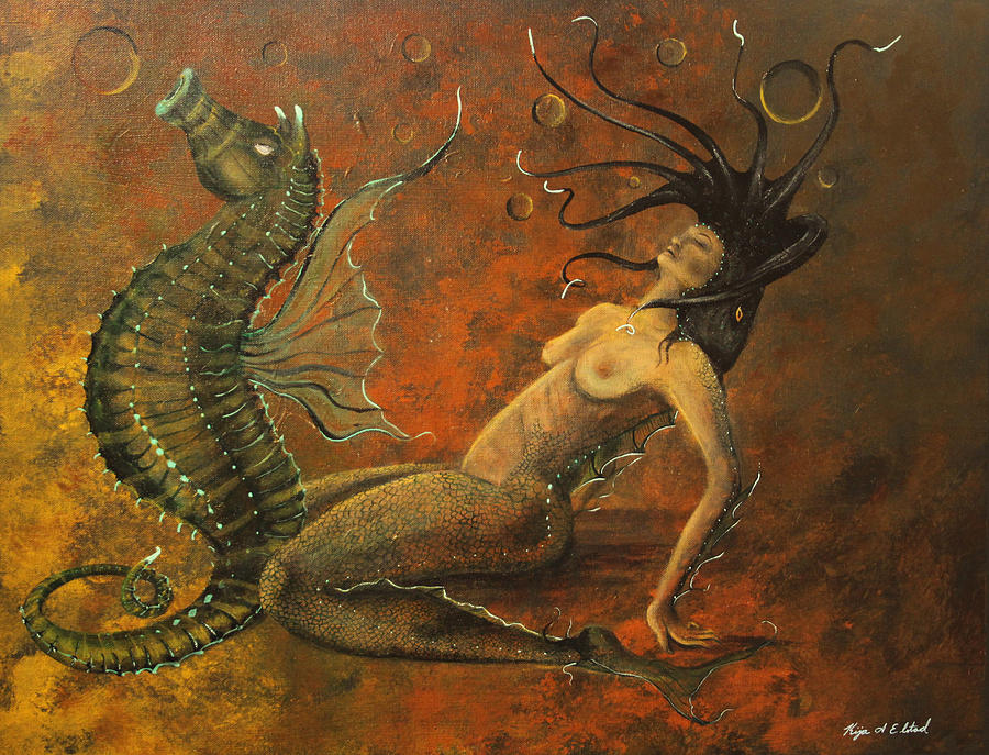 Mermaid Painting - Atlantian by Kija  Elstad