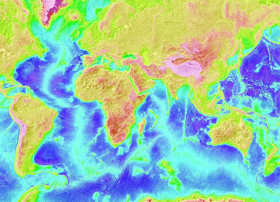 Atlantic And Indian Ocean Topography Photograph by Noaa/science Photo ...