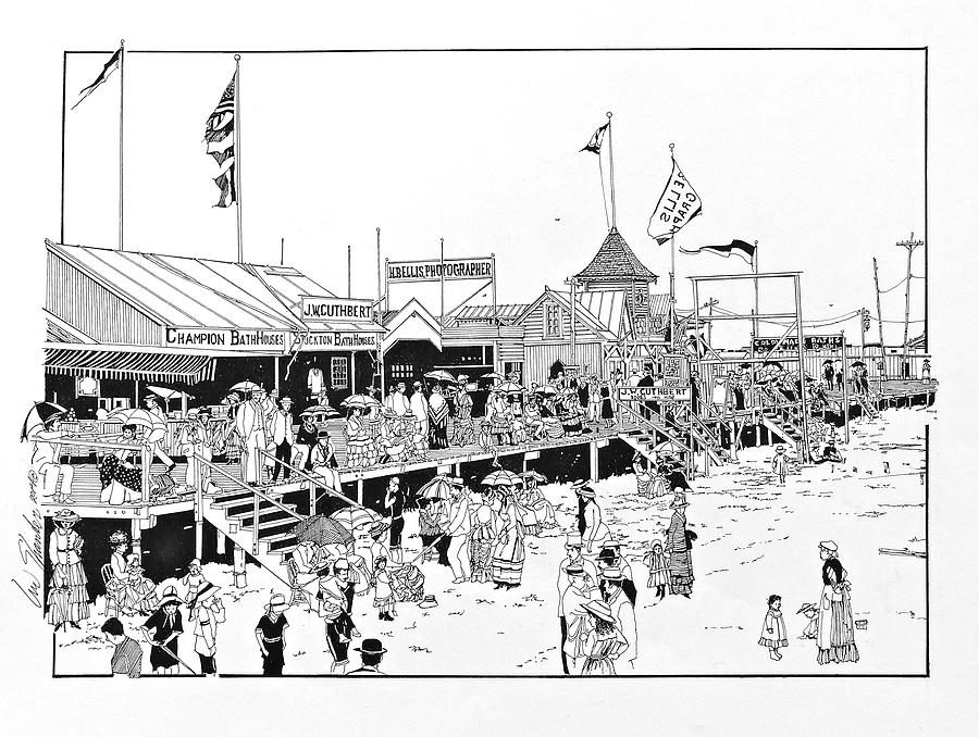Atlantic City Boardwalk 1883 Drawing by Ira Shander