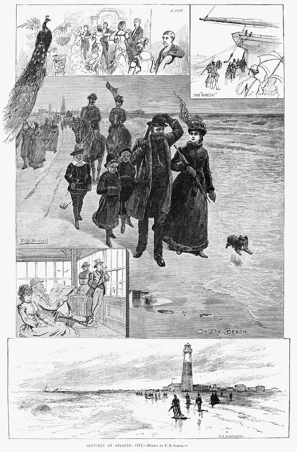 Peacock Drawing - Atlantic City, 1884 by Granger