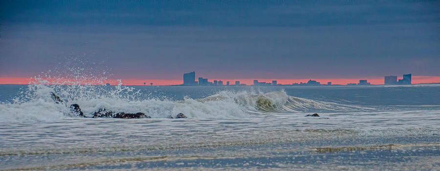 Atlantic City at Sunset from Long Beach Island Photograph by Beth Venner