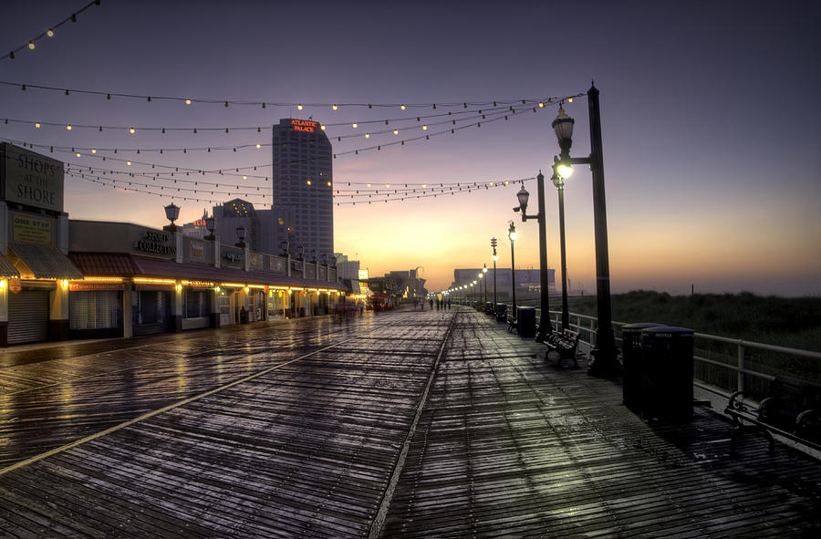 Up Movie Photograph - Atlantic City Boardwalk in the Morning by Bill Cannon