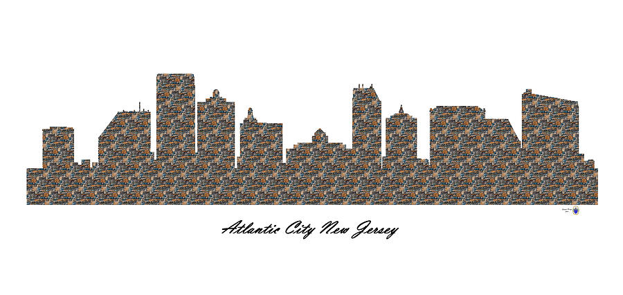 Atlantic City New Jersey 3D Stone Wall Skyline Digital Art by Gregory Murray