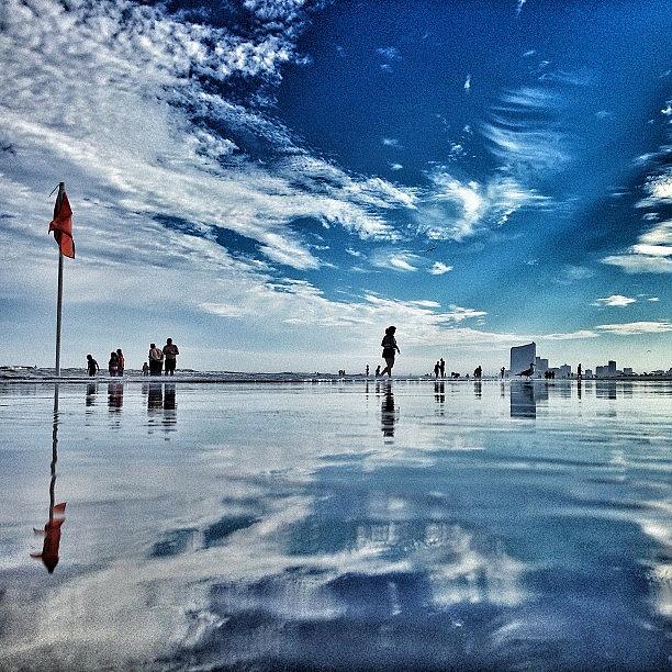 Beach Photograph - Atlantic City #nj #ac #beach #reflection by Tom Palompelli