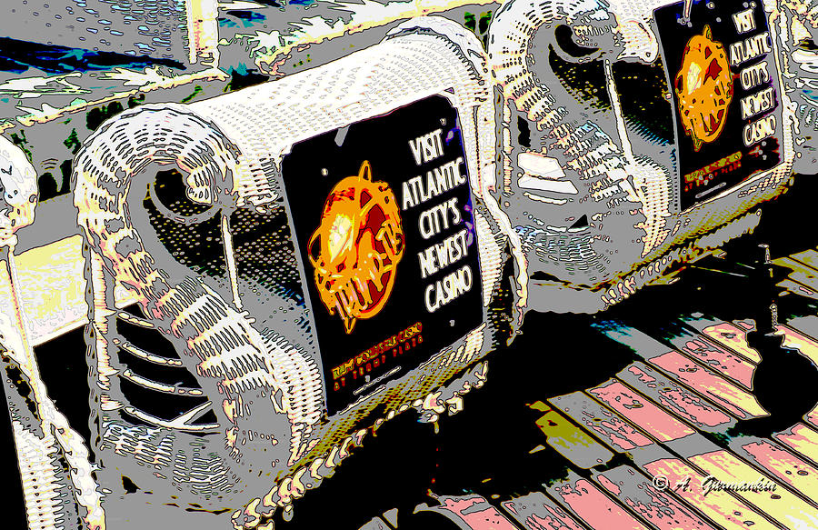 Atlantic City Nostalgia Boardwalk Rolling Chairs Digital Art by A Macarthur Gurmankin