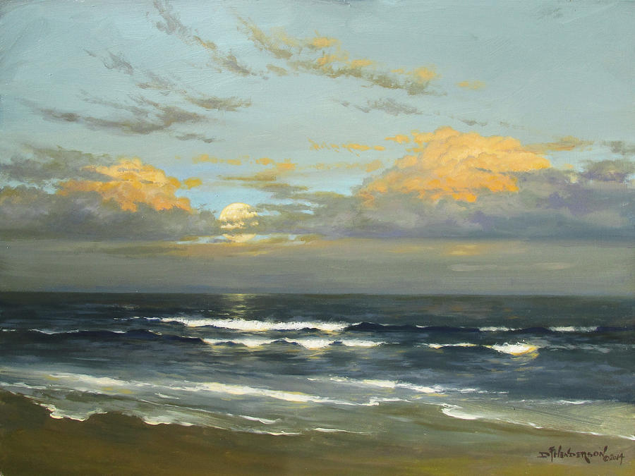 Sunset Painting - Atlantic Moonrise by David Henderson