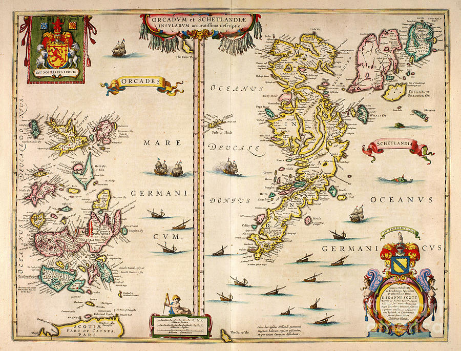 Atlas of Scotland - Orkney and Shetland 1654 Painting by Celestial Images