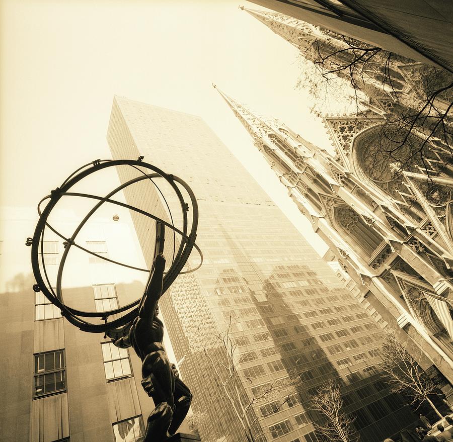 Atlas Sculpture In New York City Photograph by Horst P. Horst
