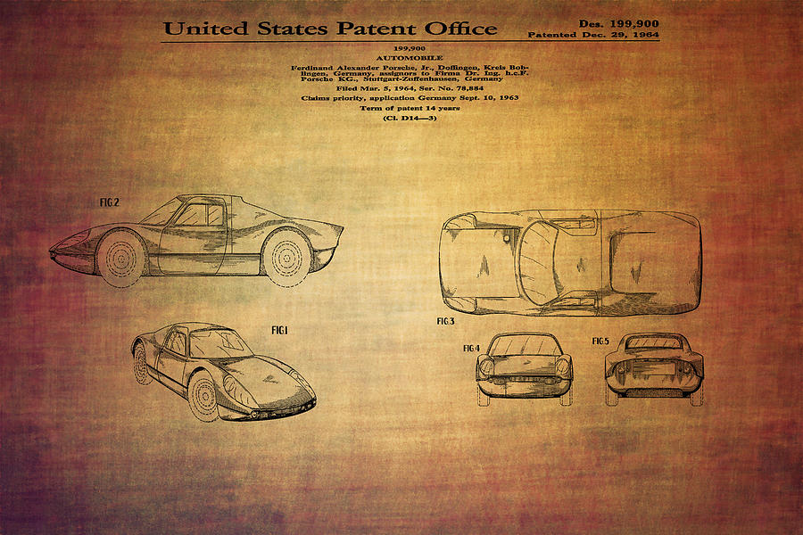 ATS GT Porshe patent from 1963 Digital Art by Eti Reid