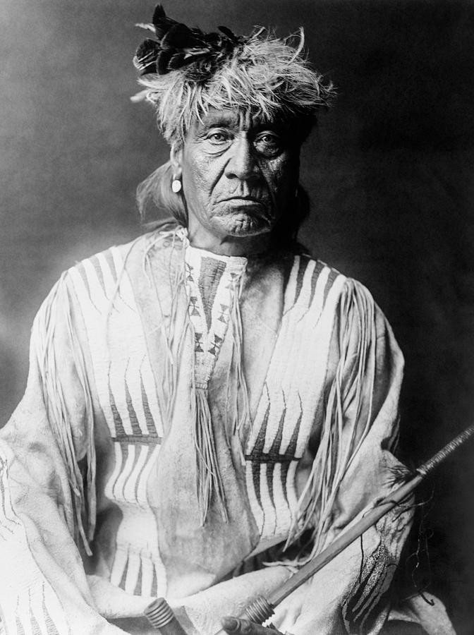 Edward Sheriff Curtis Photograph - Atsina Indian Man circa 1908 by Aged Pixel