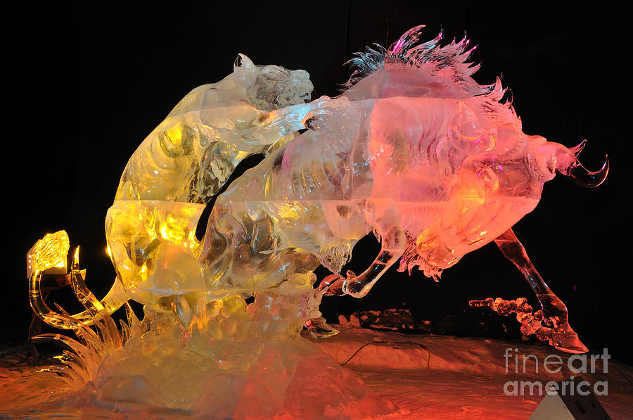 Attacking Claws Ice Sculpture - Fairbanks Ice Art Championships - 2010 Photograph by Gary Whitton