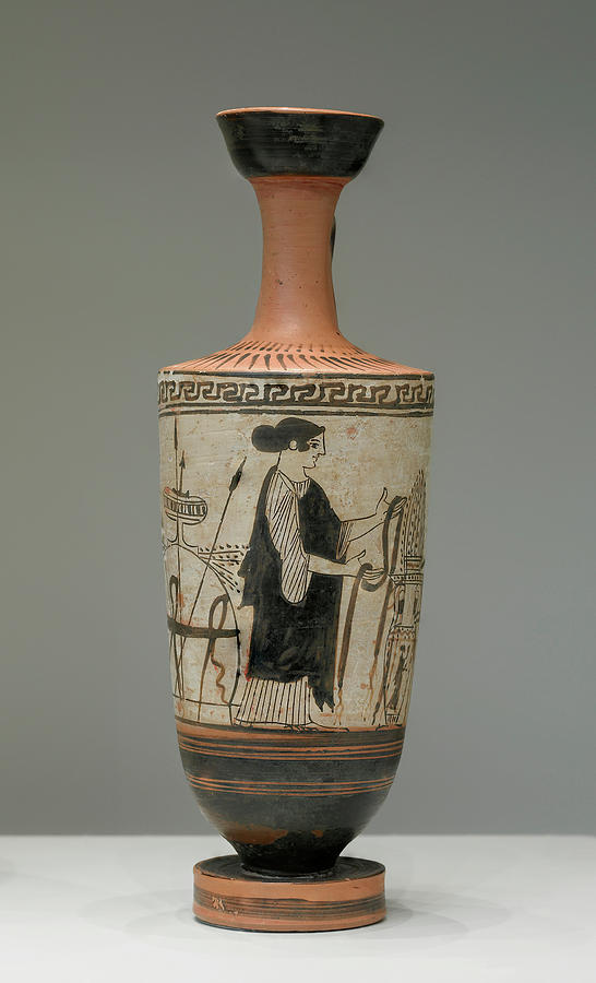 Attic White Ground Lekythos Unknown Athens Drawing By Litz Collection