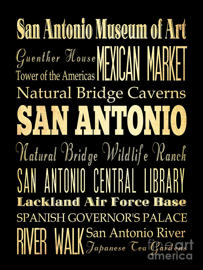 San Antonio Texas Digital Art - Attractions And Famous Places Of San Antonio Texas by Joy House Studio San Antonio Texas Digital Art - Attractions And Famous Places Of San Antonio Texas by Joy House Studio