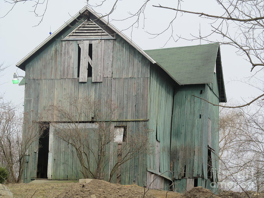 Barn Photograph - Attractive Old Green Barn nearby Culver Indiana by Tina M Wenger