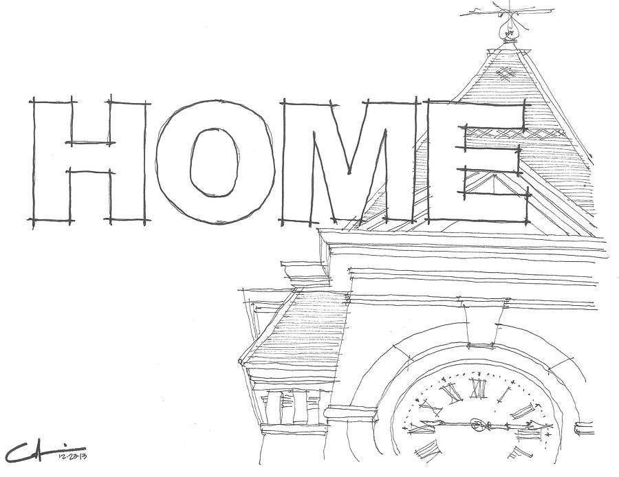 Architecture Drawing - AU Home by Calvin Durham