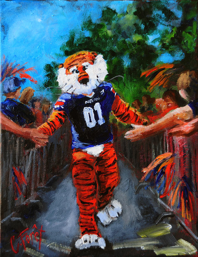 Tiger Mascot Painting - Aubie Tigerwalk by Carole Foret
