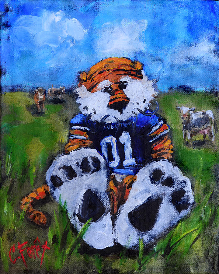 Aubie Painting - Aubie With the Cows by Carole Foret