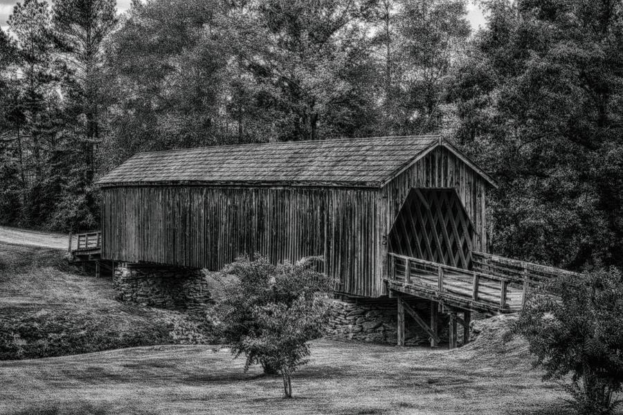 All Rights Reserved Photograph - Auchumpkee Covered Bridge - B/W by Heather Roper