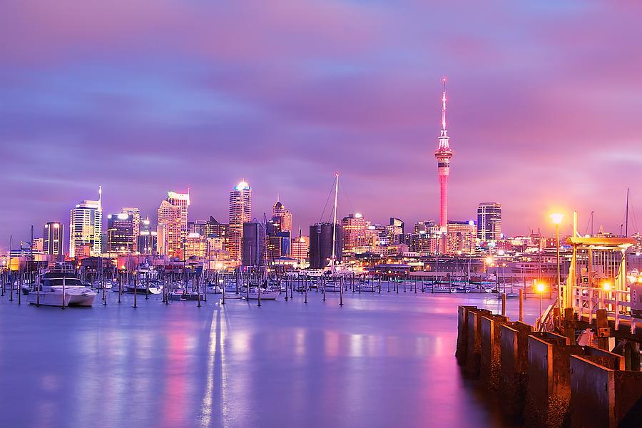 Auckland skyline at sunset Photograph by Christopher Chan