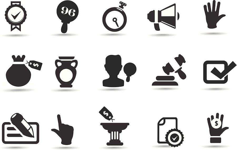 Auction Icons Drawing by Mystockicons