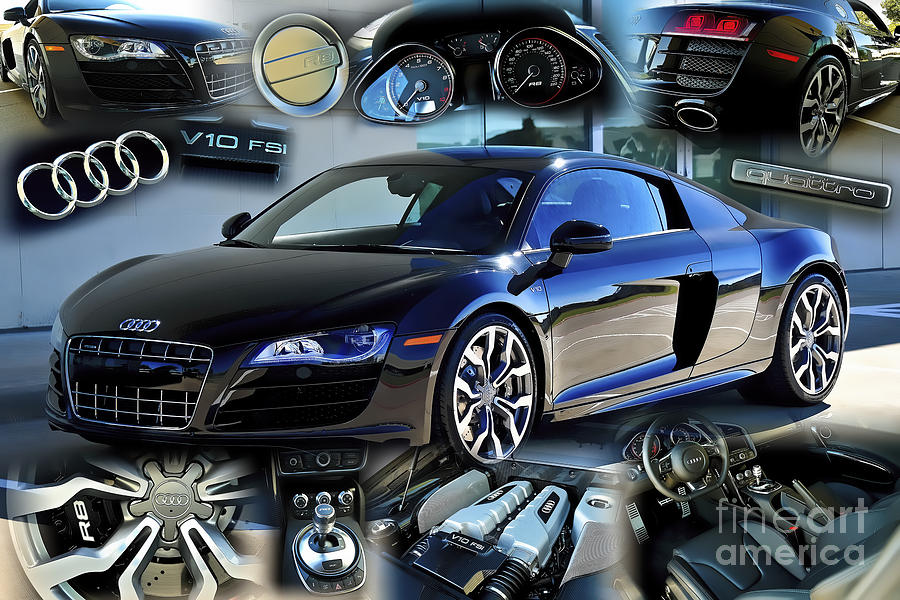Audi R8 V10 Collage Photograph by Charles Abrams