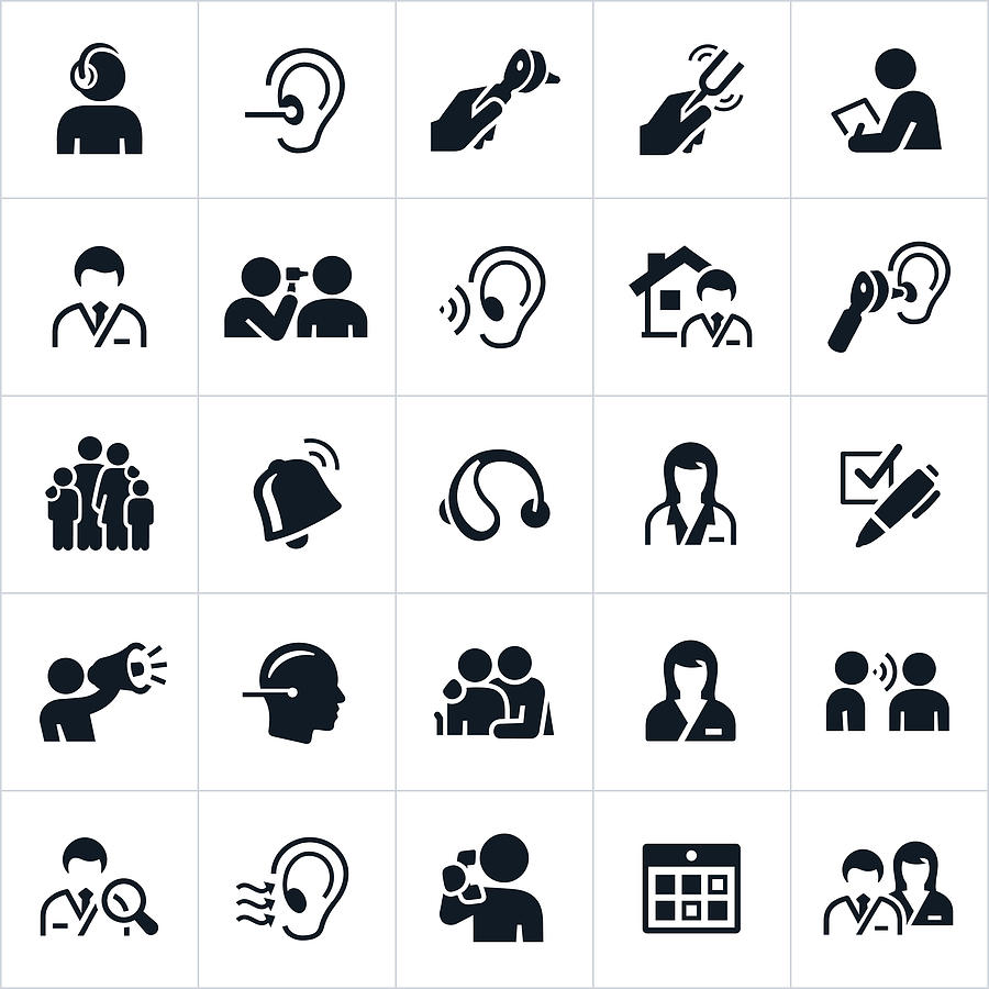 Audiology and Hearing icons Drawing by Appleuzr