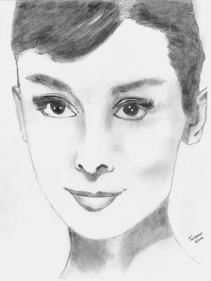 Audrey Hepburn Drawing - Audrey by Dan Twyman