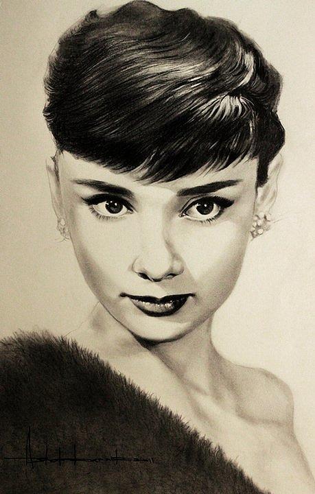 Hollywood Painting - Audrey Hepburn by Ashok Karnik