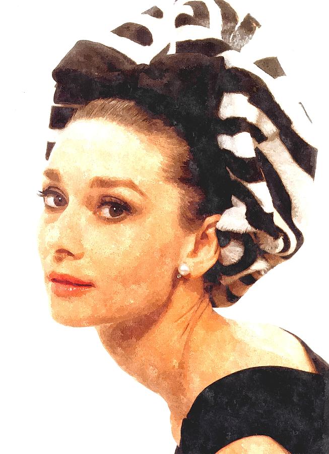 Audrey Hepburn in Watercolor Painting by Gianfranco Weiss