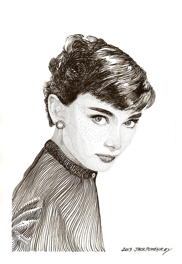 Actress Drawing -  Audrey Hepburn by Jack Pumphrey