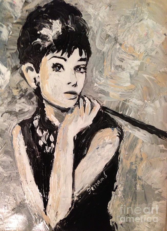 Audrey Hepburn Painting by Karen  Ferrand Carroll