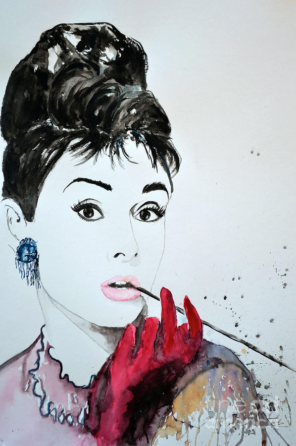 Pretty Woman Movie Painting - Audrey Hepburn - Original by Ismeta Gruenwald