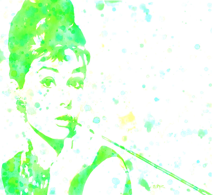 Audrey Hepburn Paint Drops Digital Art by Brian Reaves