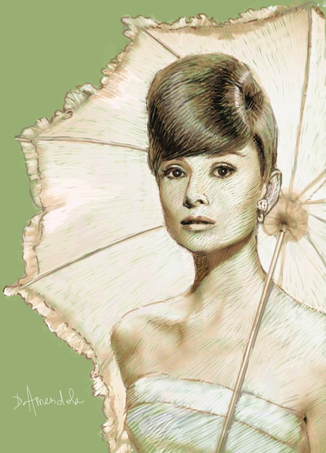 Audrey Hepburn portrait Drawing by Dominique Amendola