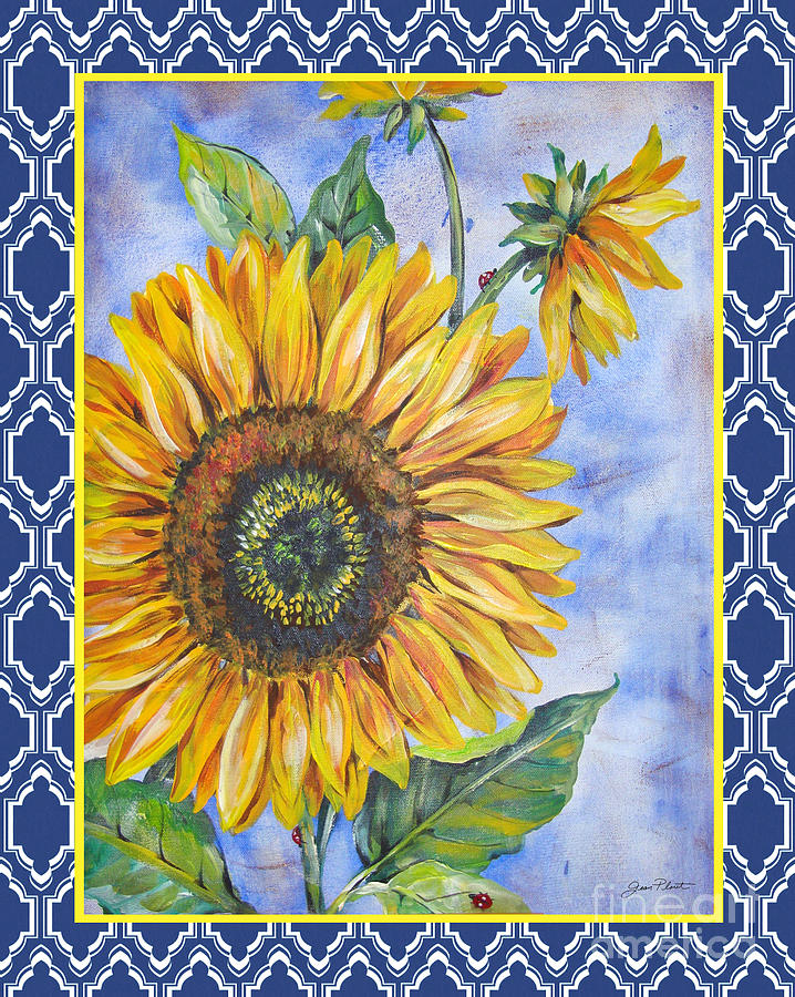 Audreys Sunflower with Boarder Painting by Jean Plout