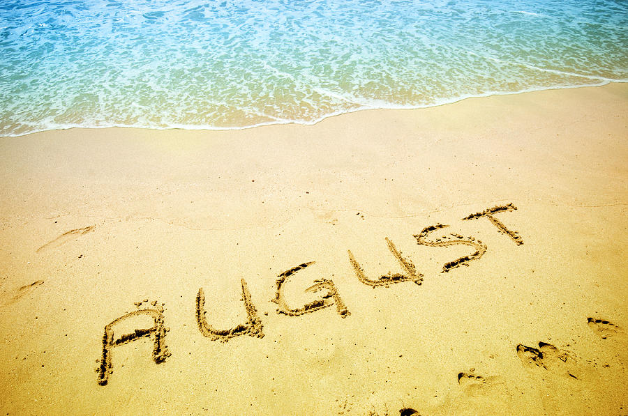August handwritten in the sandy shoreline Photograph by AleksandarGeorgiev