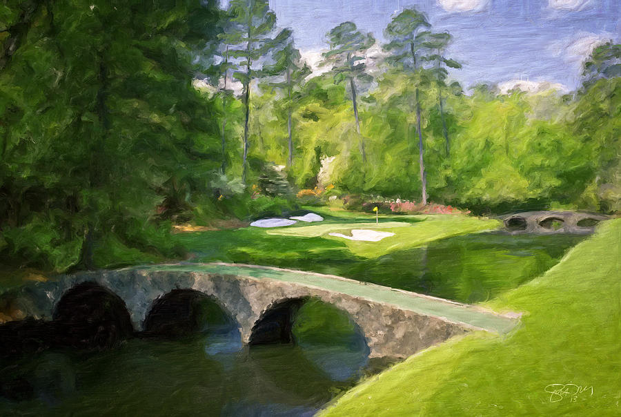 Tiger Woods Painting - Augusta National Hole 12 - Golden Bell 2 by Scott Melby