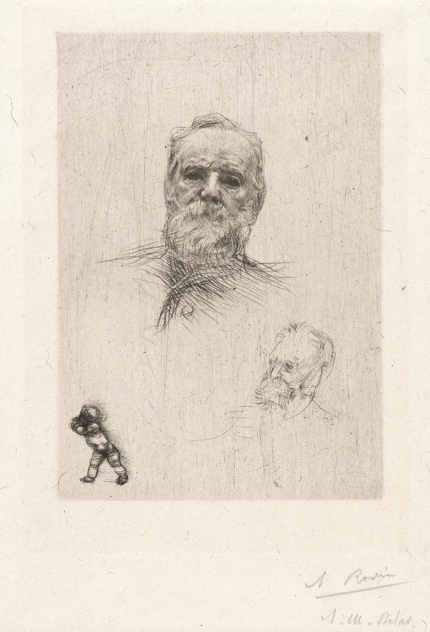 Auguste Rodin French, 1840 1917. Portrait Of Victor Hugo Drawing by