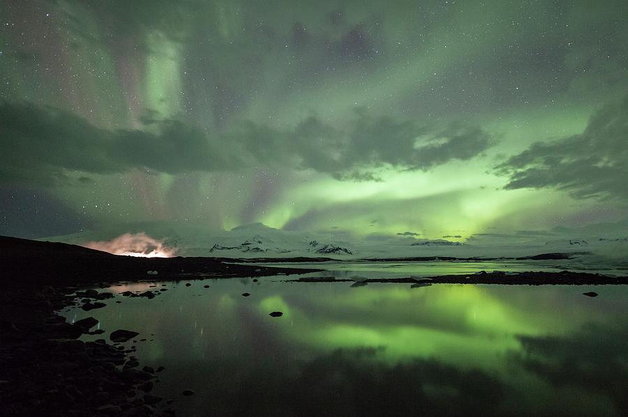 Aurora Photograph - Aurora And Oraefajokull Volcano by Dr Juerg Alean