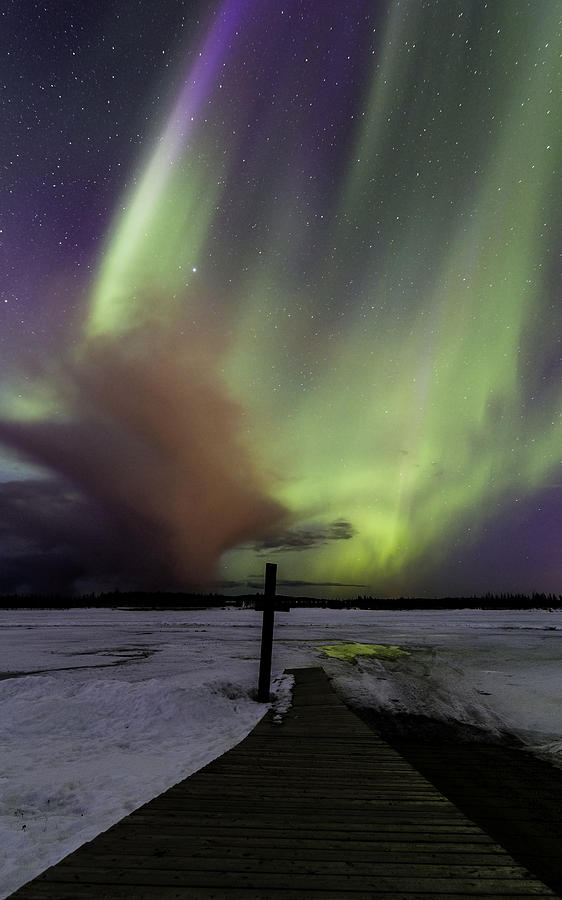 Winter Photograph - Aurora and Storm Cloud by Sean Kurdziolek