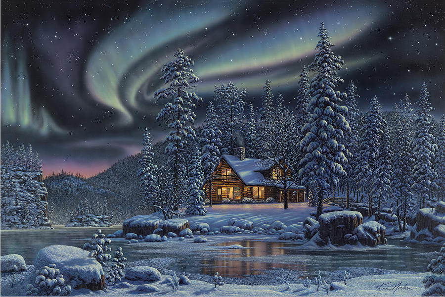 Winter Painting - Aurora Bliss by Kim Norlien