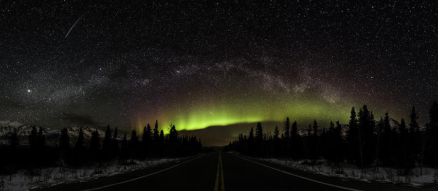 Winter Photograph - Aurora Borealis and Milky Way by Sean Kurdziolek