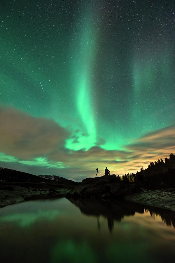 Aurora Borealis And Quadrantids Photograph by Tommy Eliassen